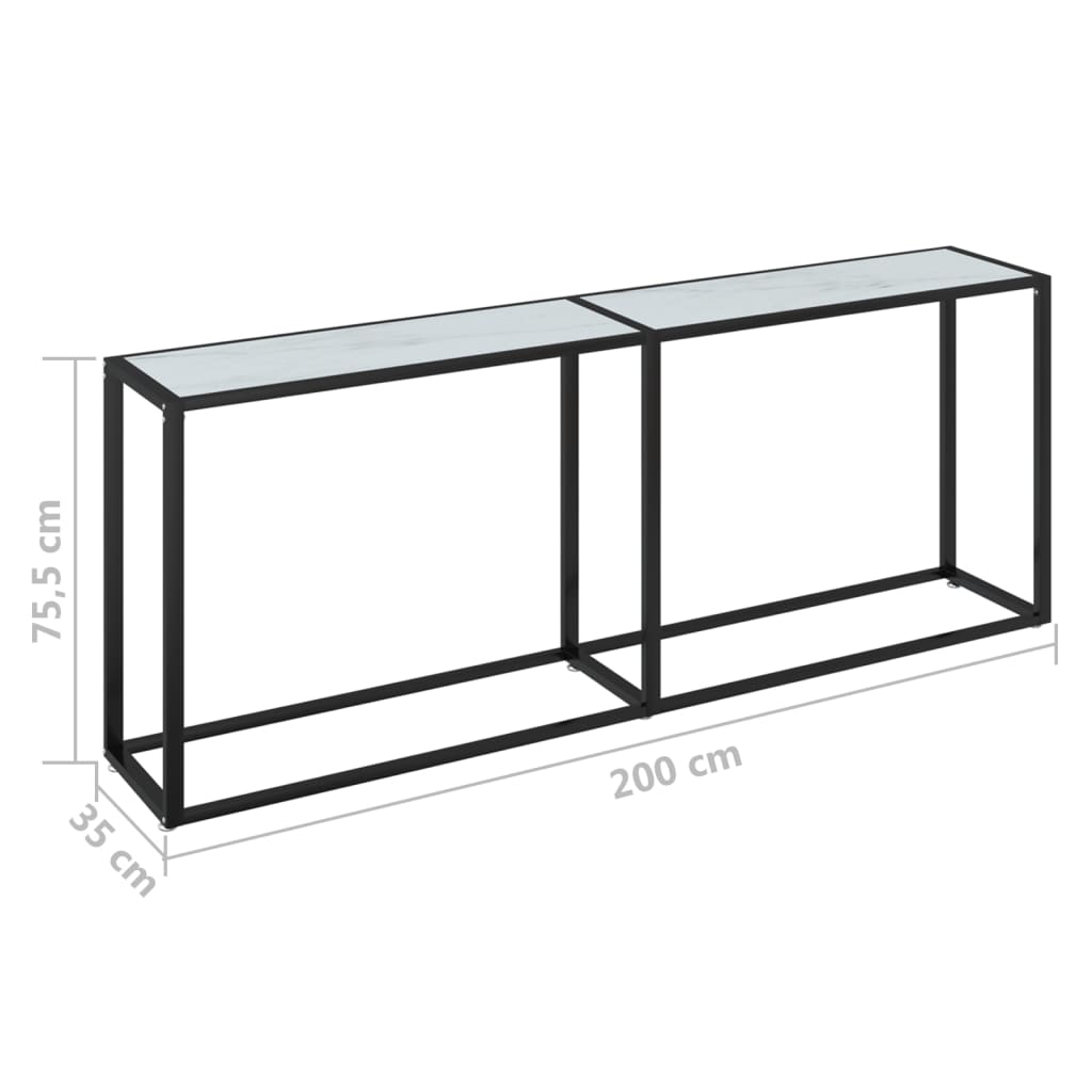 Table console Marbre blanc 200x35x75,5 cm Verre trempé - XIOS