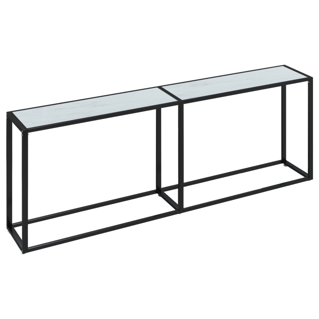 Table console Marbre blanc 220x35x75,5 cm Verre trempé - XIOS