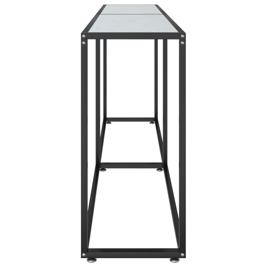 Table console Marbre blanc 220x35x75,5 cm Verre trempé - XIOS