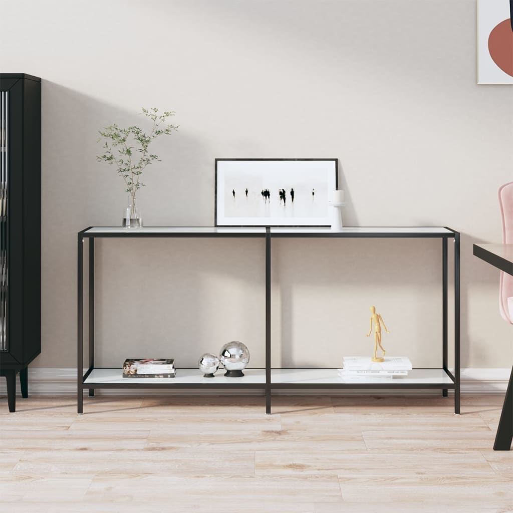 Table console Blanc 160x35x75,5 cm Verre trempé - XIOS