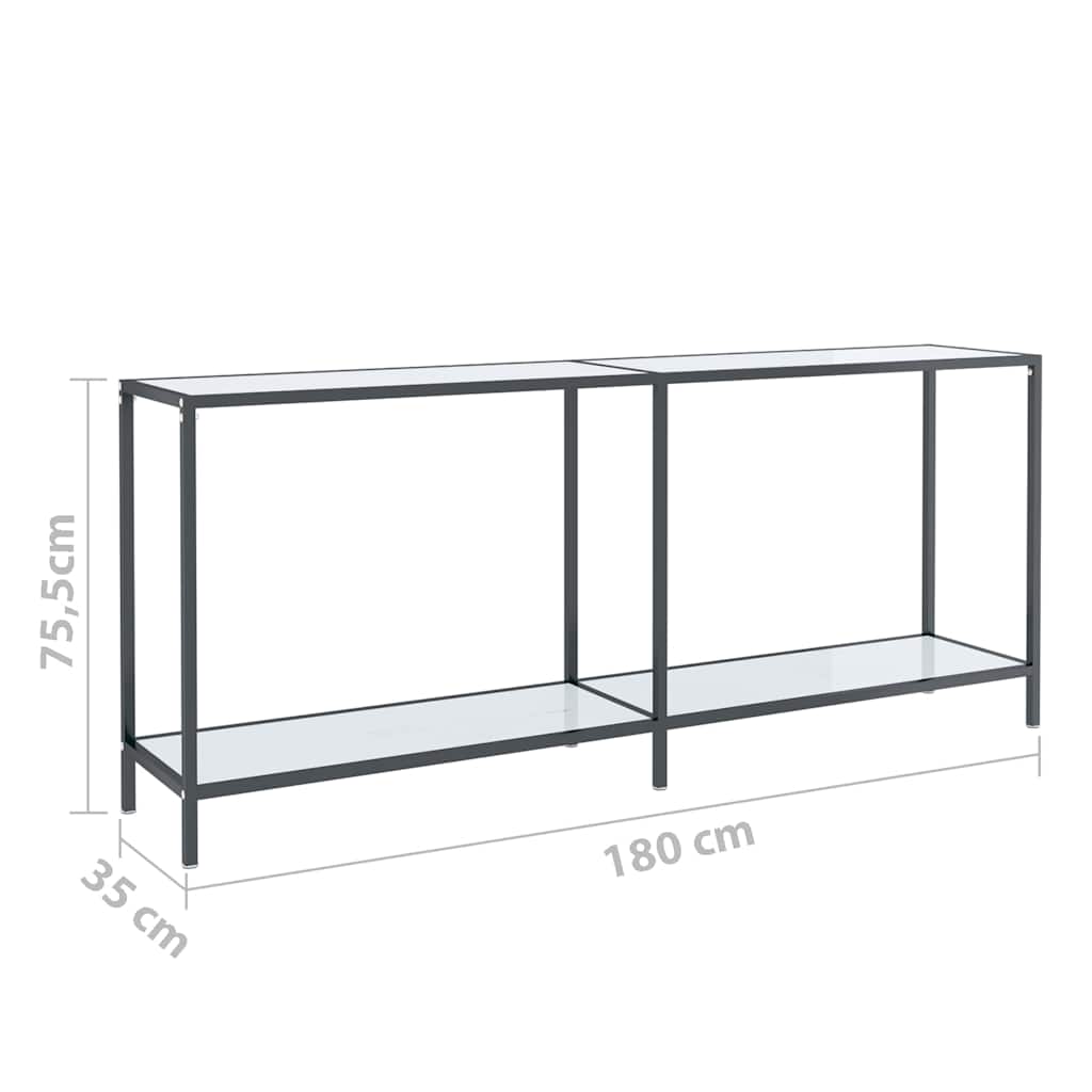Table console Blanc 180x35x75,5 cm Verre trempé - XIOS