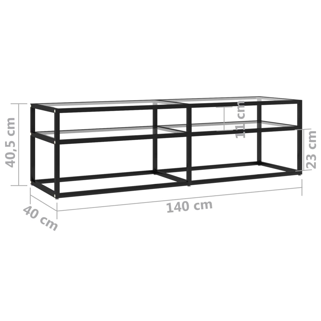 Meuble TV Transparent 140x40x40,5 cm Verre trempé - XIOS