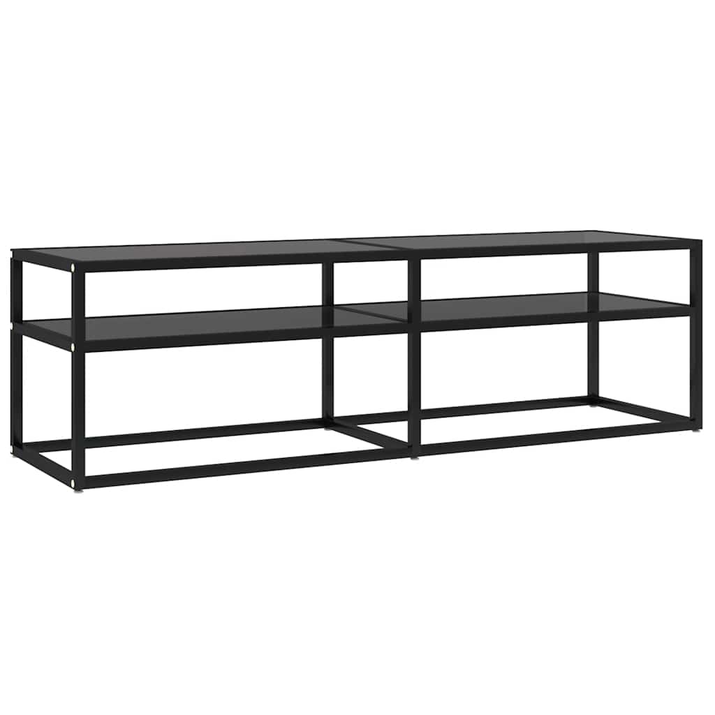Meuble TV Noir 140x40x40,5 cm Verre trempé - XIOS