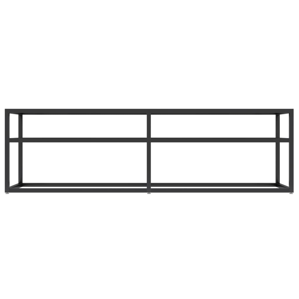 Meuble TV marbre noir 140x40x40,5 cm verre trempé - XIOS
