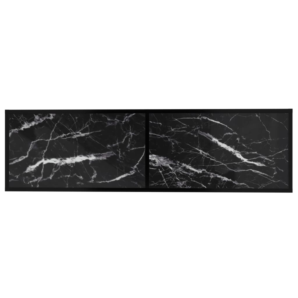 Meuble TV marbre noir 140x40x40,5 cm verre trempé - XIOS