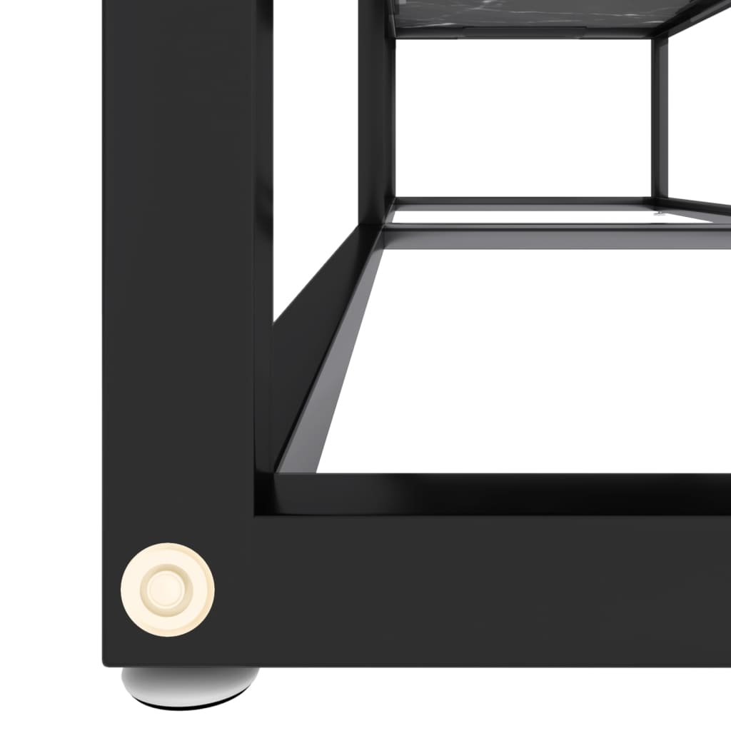Meuble TV marbre noir 140x40x40,5 cm verre trempé - XIOS