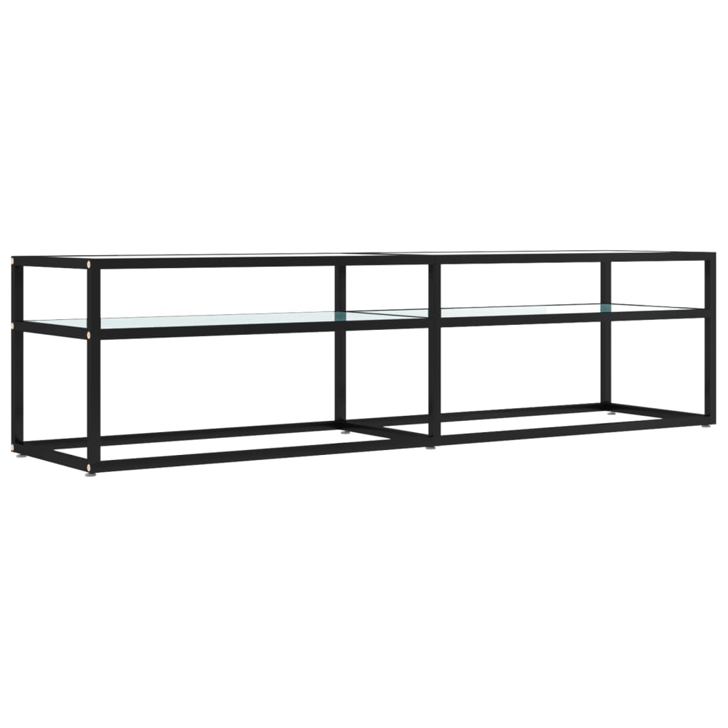 Meuble TV Marbre blanc 160x40x40,5 cm Verre trempé - XIOS