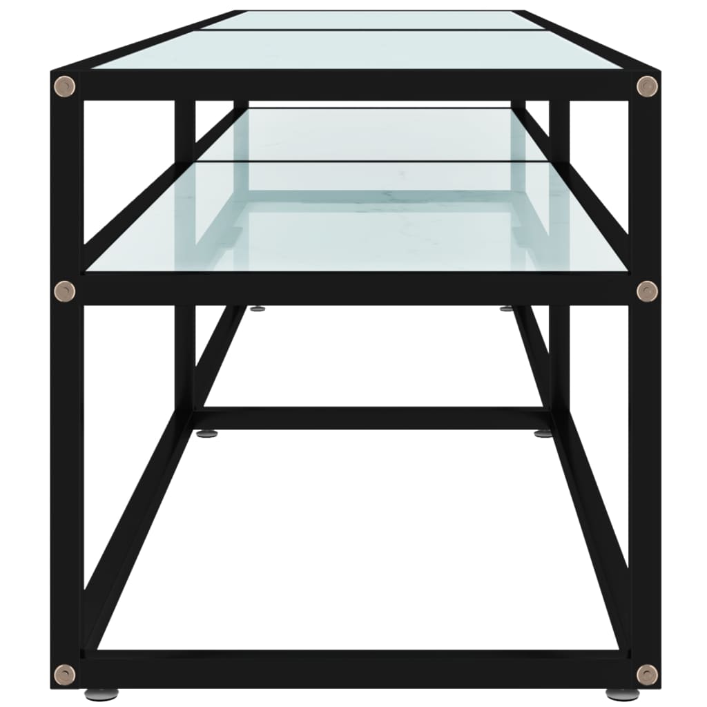 Meuble TV Marbre blanc 160x40x40,5 cm Verre trempé - XIOS