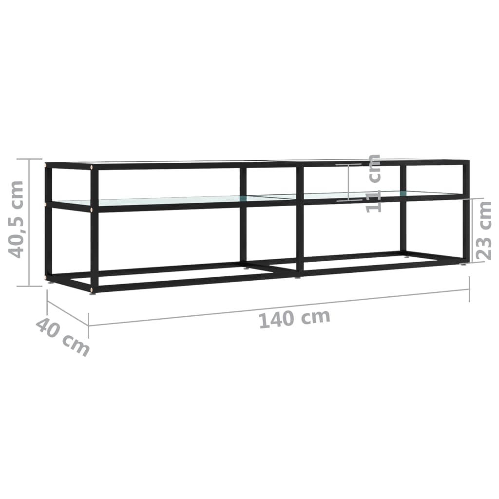 Meuble TV Marbre blanc 160x40x40,5 cm Verre trempé - XIOS