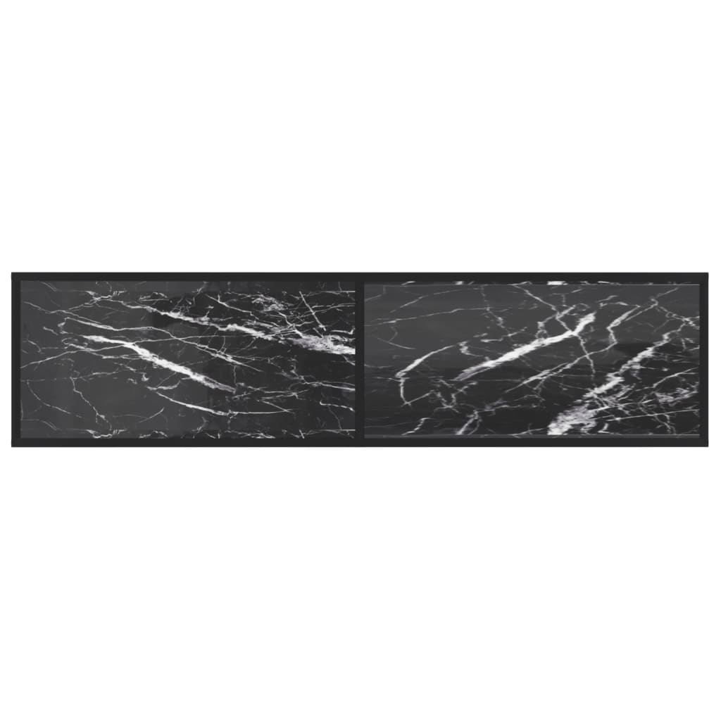 Meuble TV Marbre noir 160x40x40,5 cm Verre trempé - XIOS