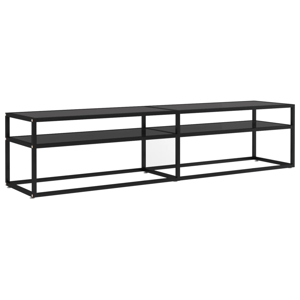 Meuble TV noir 180x40x40,5 cm verre trempé - XIOS