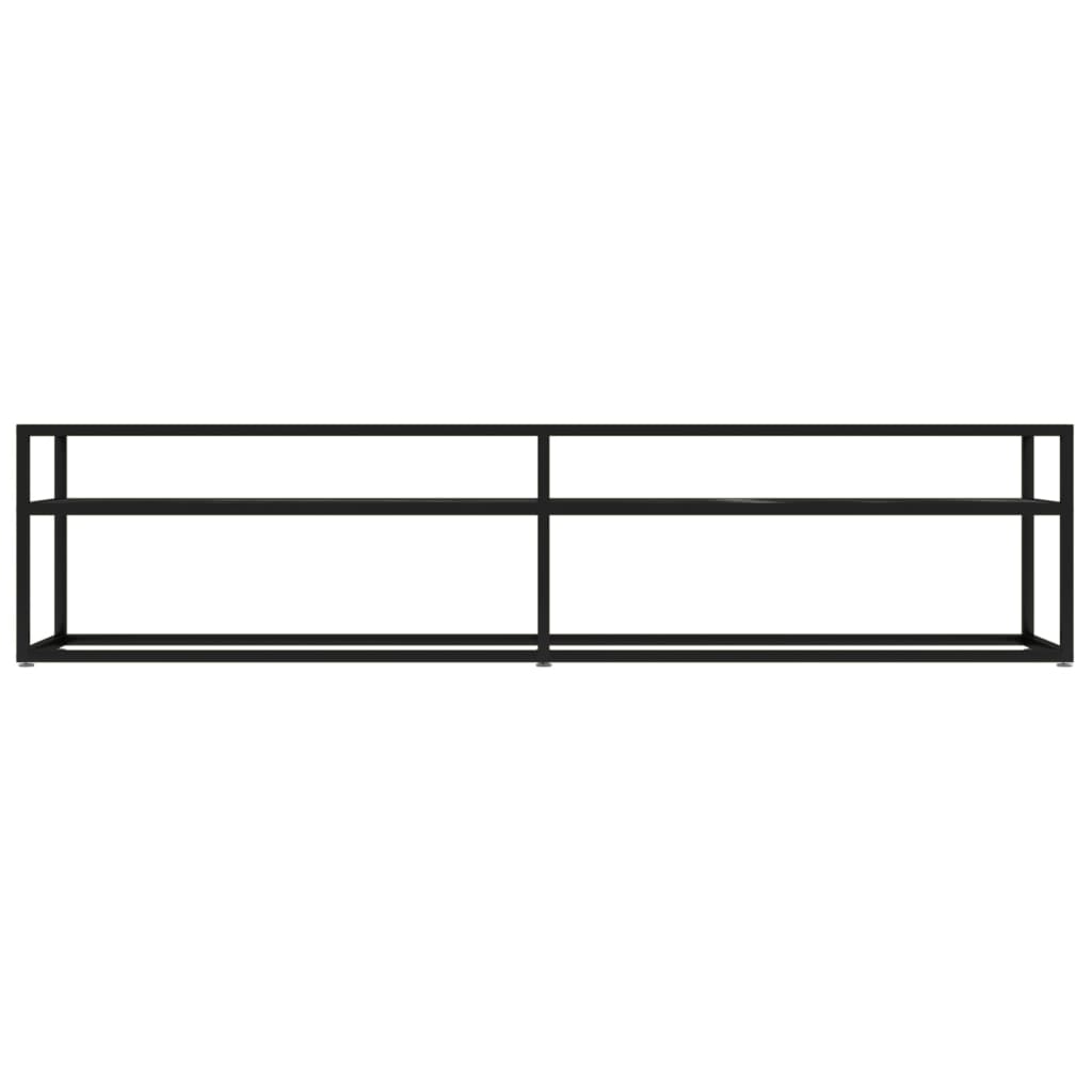 Meuble TV marbre noir 180x40x40,5 cm verre trempé - XIOS