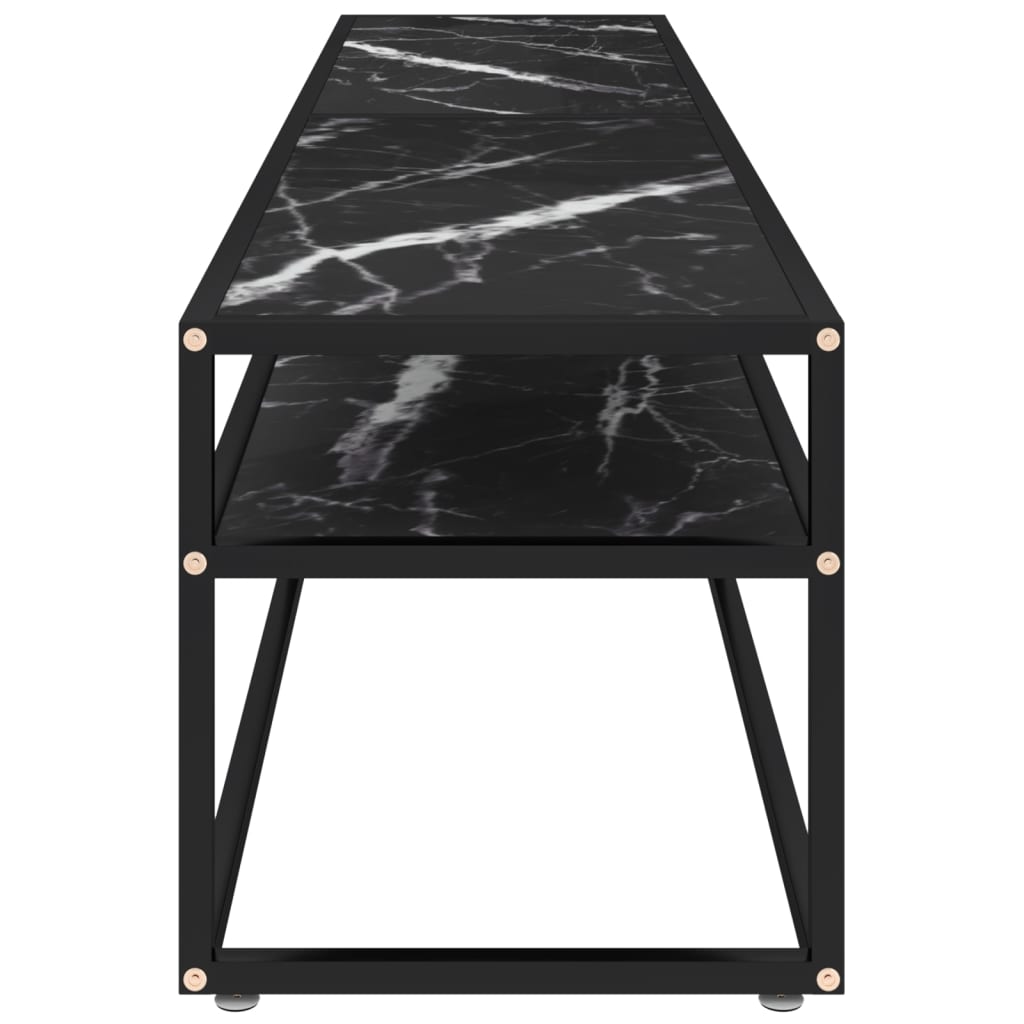 Meuble TV marbre noir 180x40x40,5 cm verre trempé - XIOS