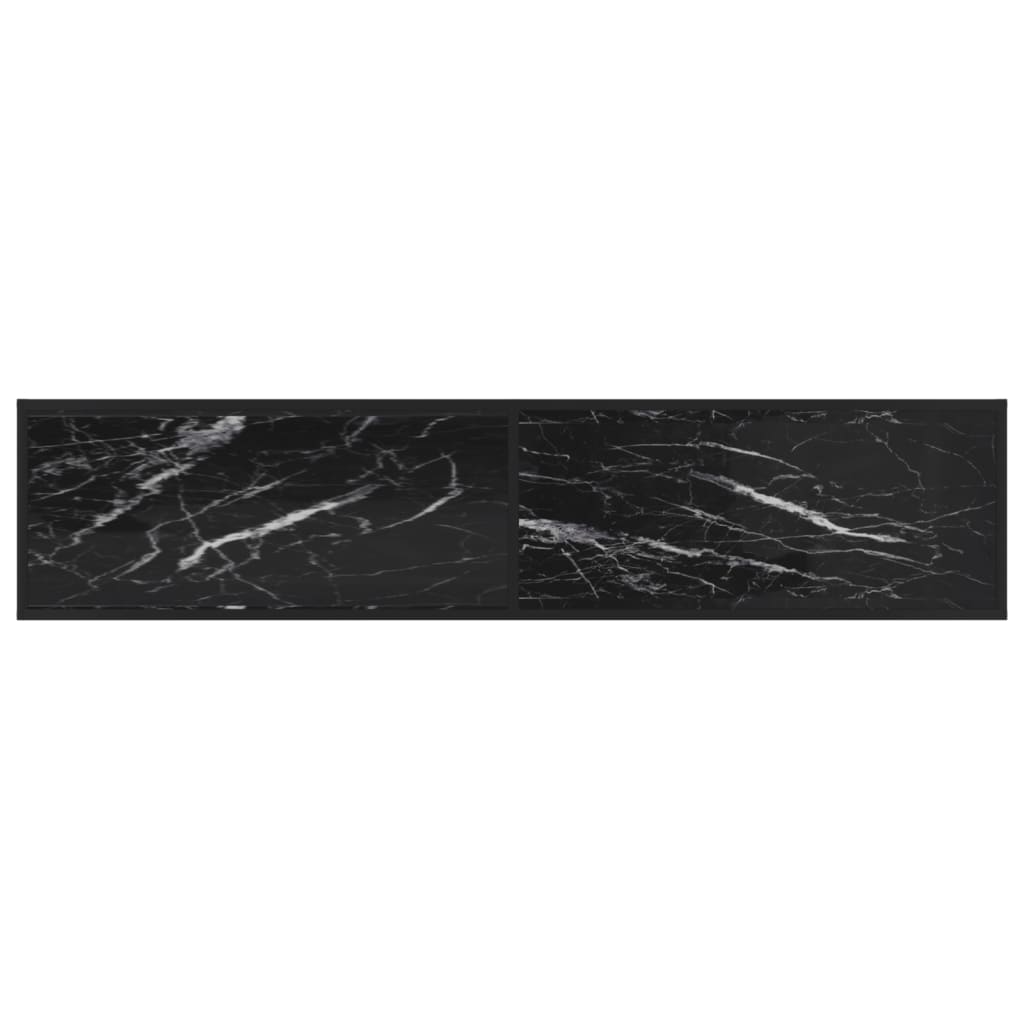 Meuble TV marbre noir 180x40x40,5 cm verre trempé - XIOS
