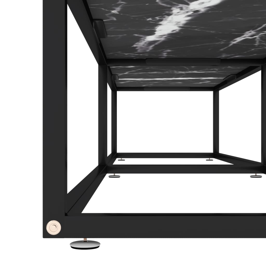Meuble TV marbre noir 180x40x40,5 cm verre trempé - XIOS
