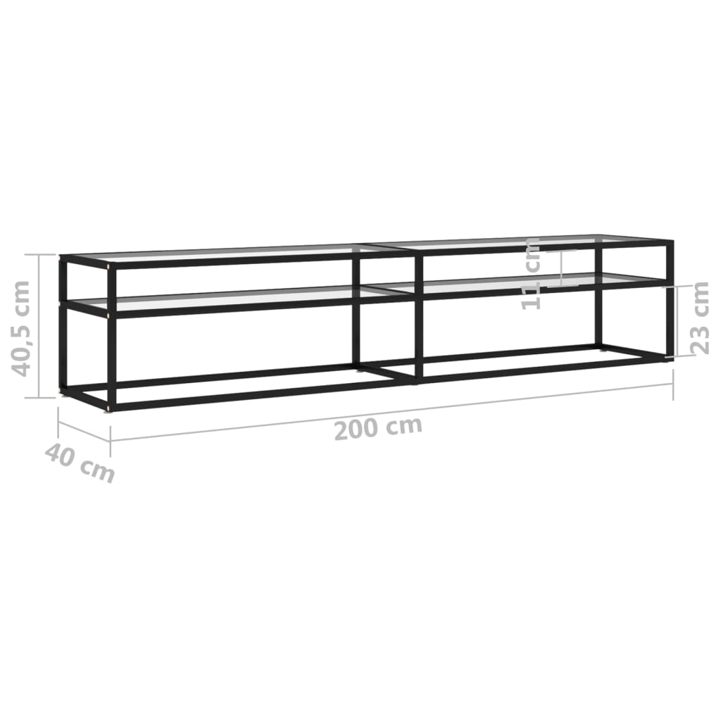 Meuble TV transparent 200x40x40,5 cm verre trempé - XIOS
