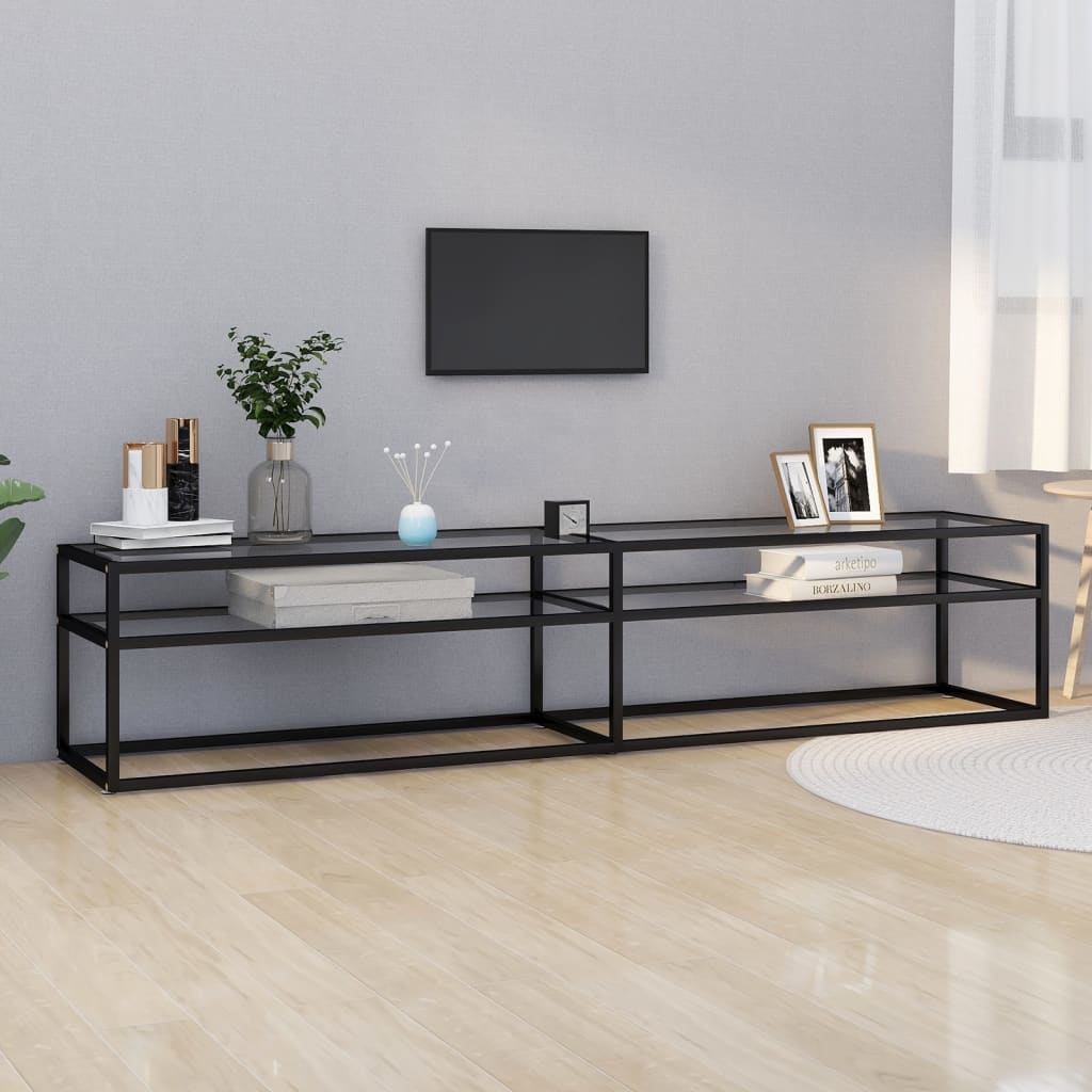 Meuble TV transparent 200x40x40,5 cm verre trempé - XIOS