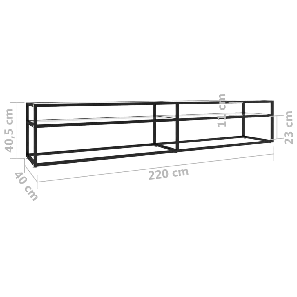 Meuble TV transparent 220x40x40,5 cm verre trempé - XIOS