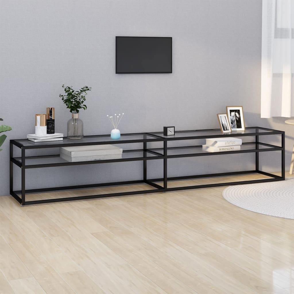 Meuble TV transparent 220x40x40,5 cm verre trempé - XIOS