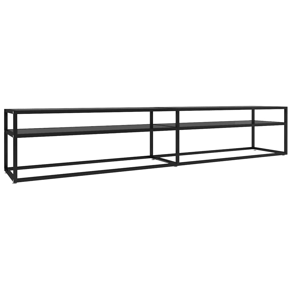 Meuble TV noir 220x40x40,5 cm verre trempé - XIOS