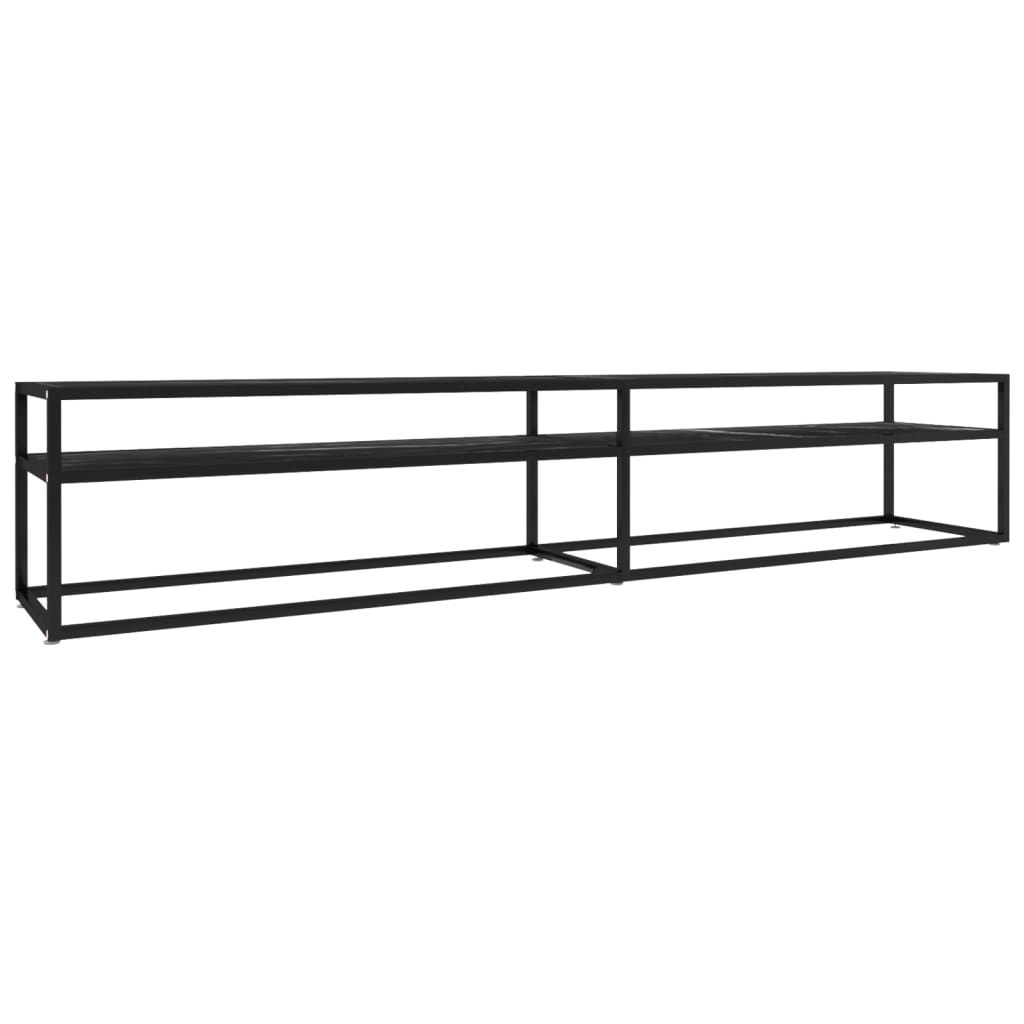 Meuble TV Marbre noir 220x40x40,5 cm Verre trempé - XIOS