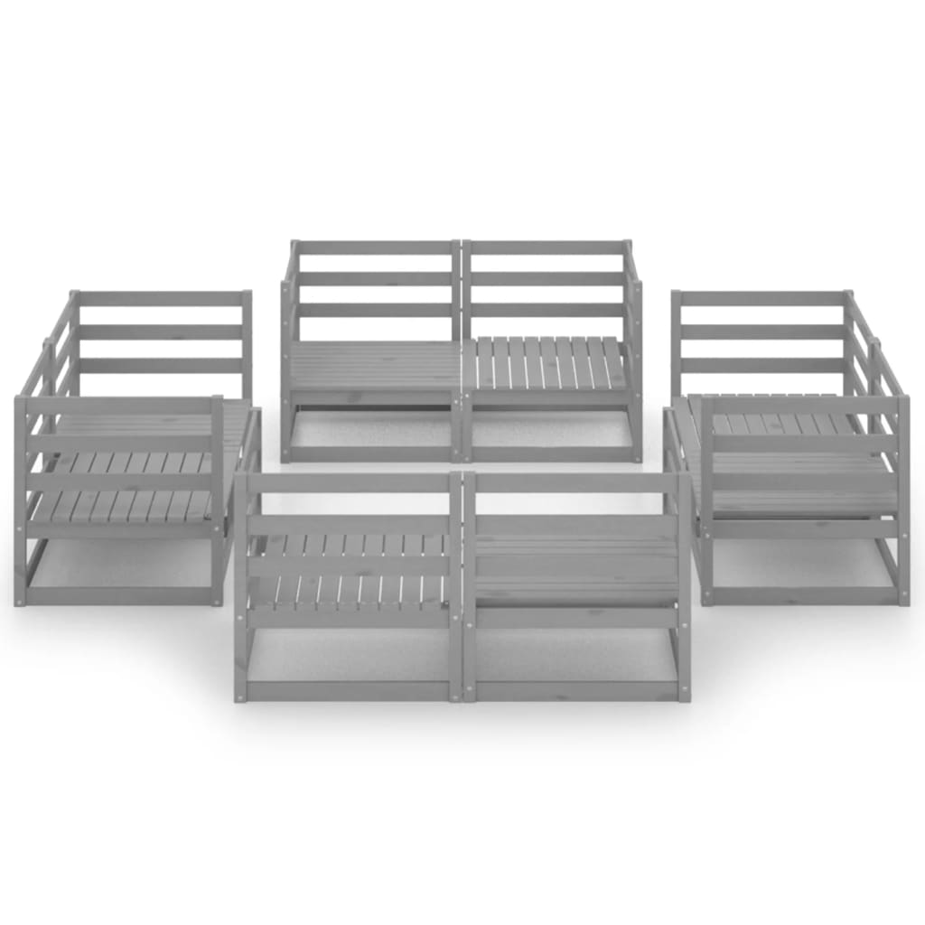 Salon de jardin 8 pcs Gris Bois de pin massif
