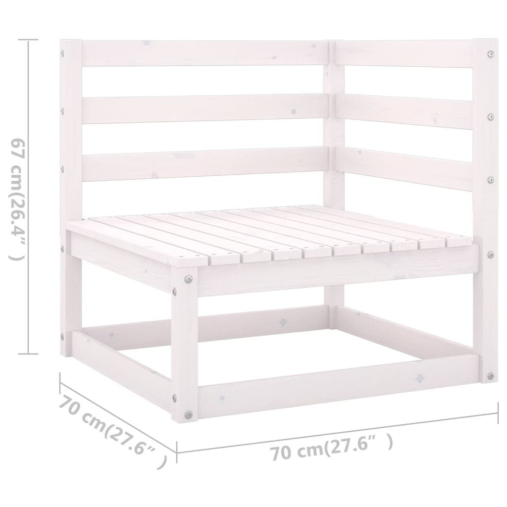 Salon de jardin 6 pcs Blanc Bois de pin massif