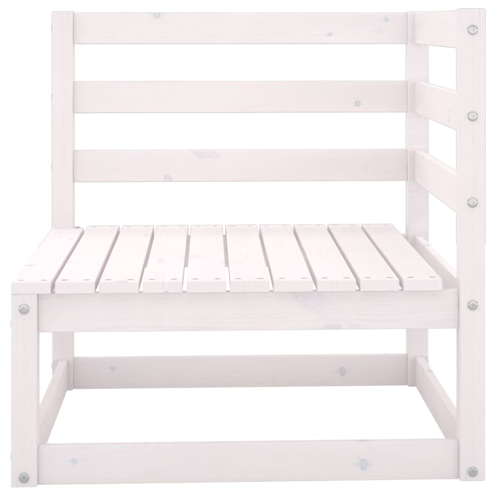 Salon de jardin 8 pcs Blanc Bois de pin massif