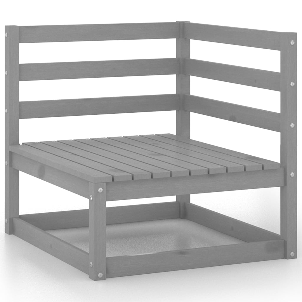 Salon de jardin 5 pcs gris bois de pin massif