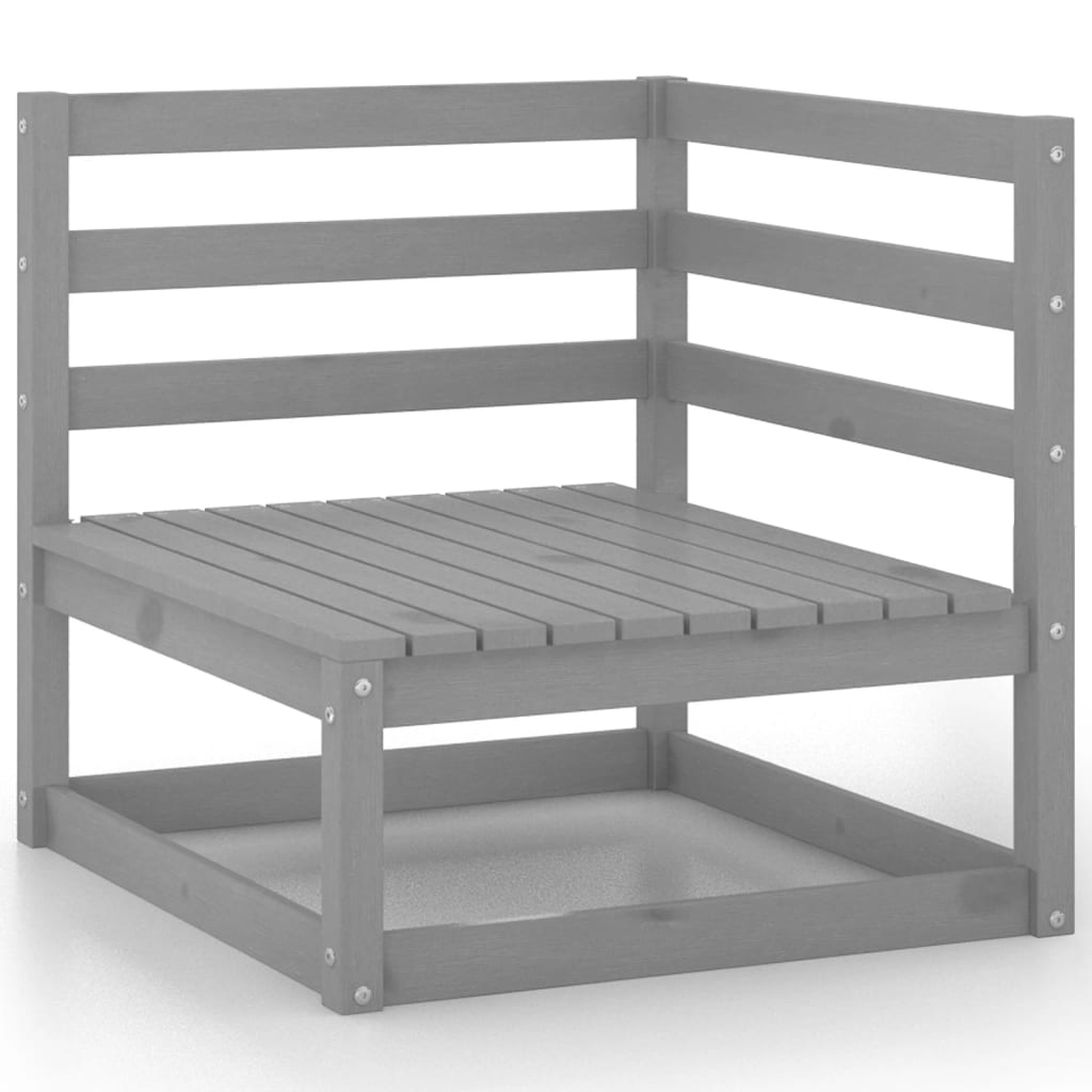 Salon de jardin 8 pcs gris bois de pin massif