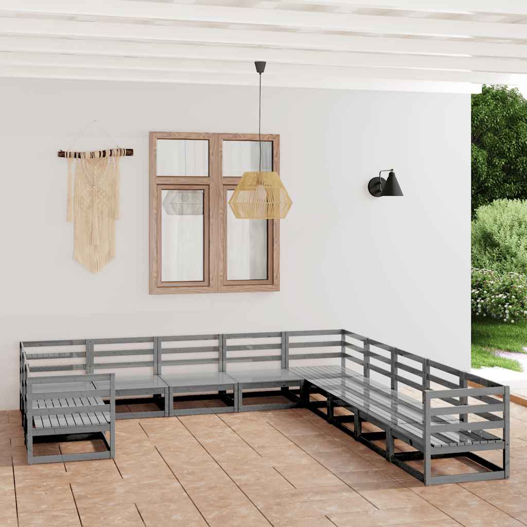 Salon de jardin 11 pcs bois de pin massif - XIOS