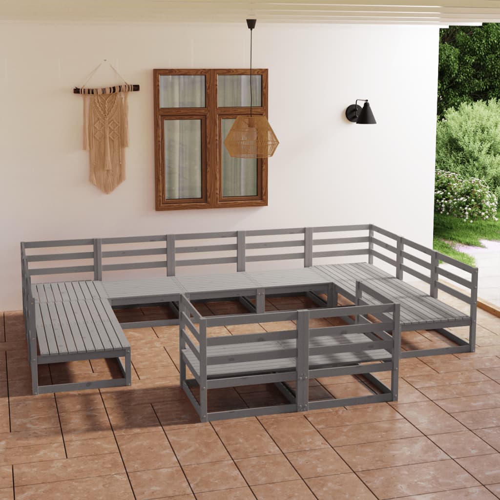 Salon de jardin 11 pcs bois de pin massif - XIOS