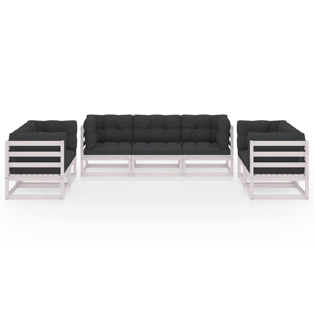 Salon de jardin 7 pcs avec coussins Bois de pin massif