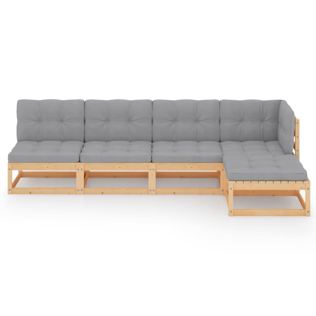 Salon de jardin 5 pcs avec coussins Bois de pin massif