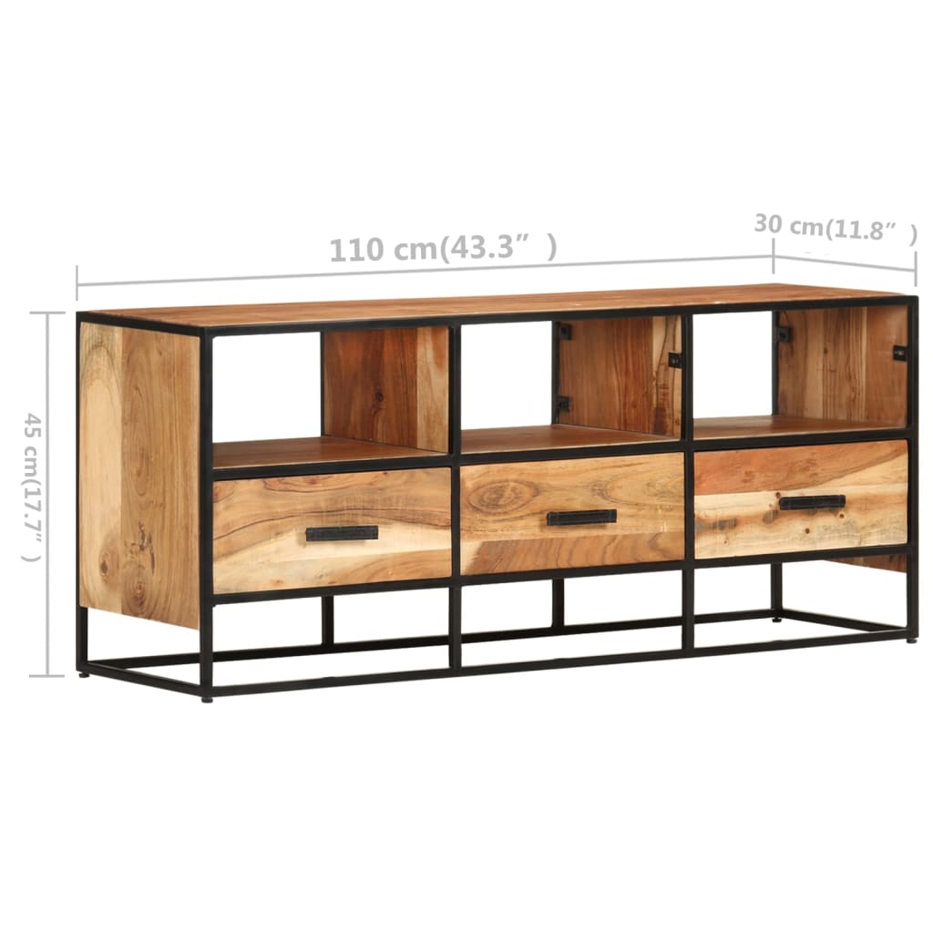 Meuble TV 110x30x45 cm Bois d'acacia massif - XIOS