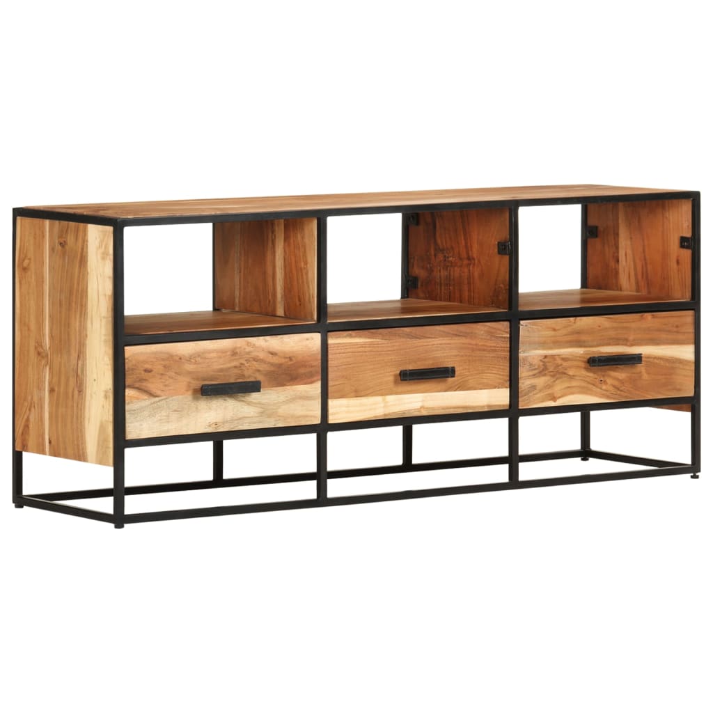 Meuble TV 110x30x45 cm Bois d'acacia massif - XIOS