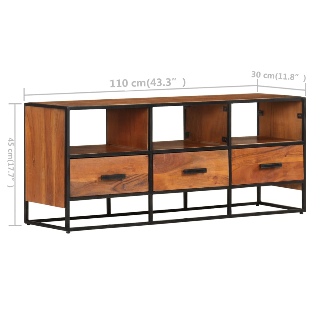 Meuble TV 110x30x45 cm Bois d'acacia massif - XIOS
