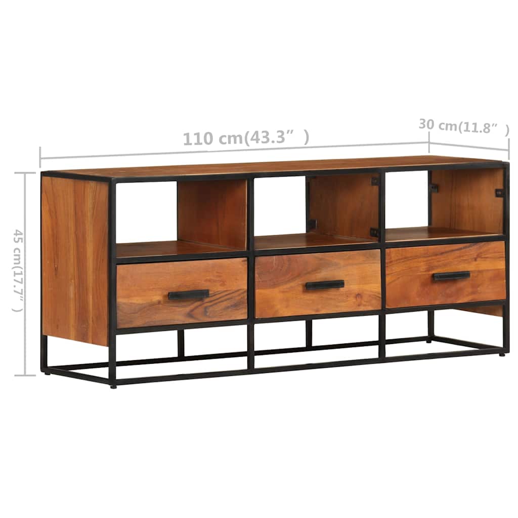 Meuble TV 110x30x45 cm Bois d'acacia massif - XIOS
