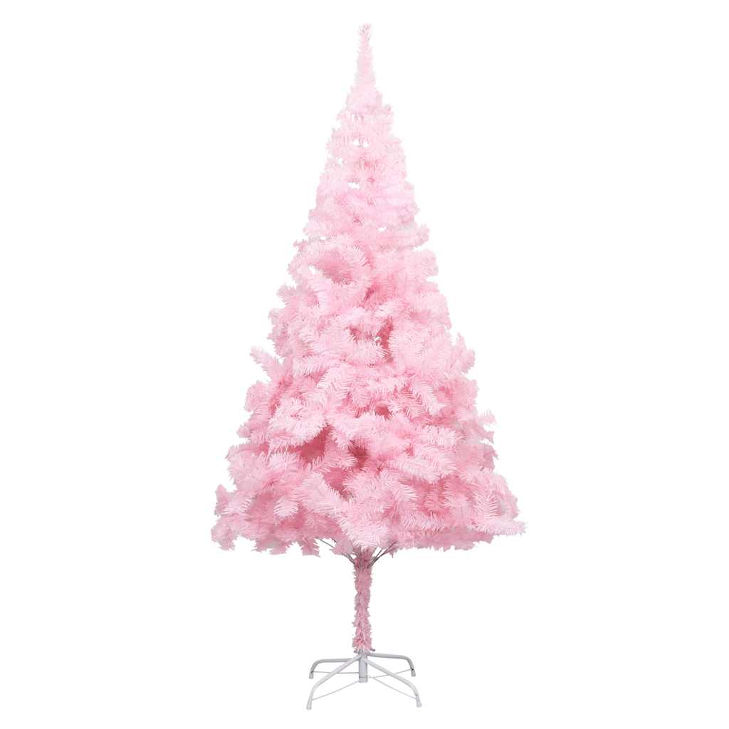 Arbre de Noël artificiel pré-éclairé et boules rose 210 cm PVC - XIOS