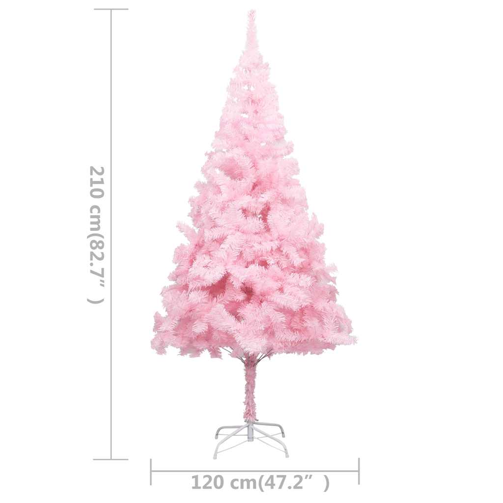 Arbre de Noël artificiel pré-éclairé et boules rose 210 cm PVC - XIOS