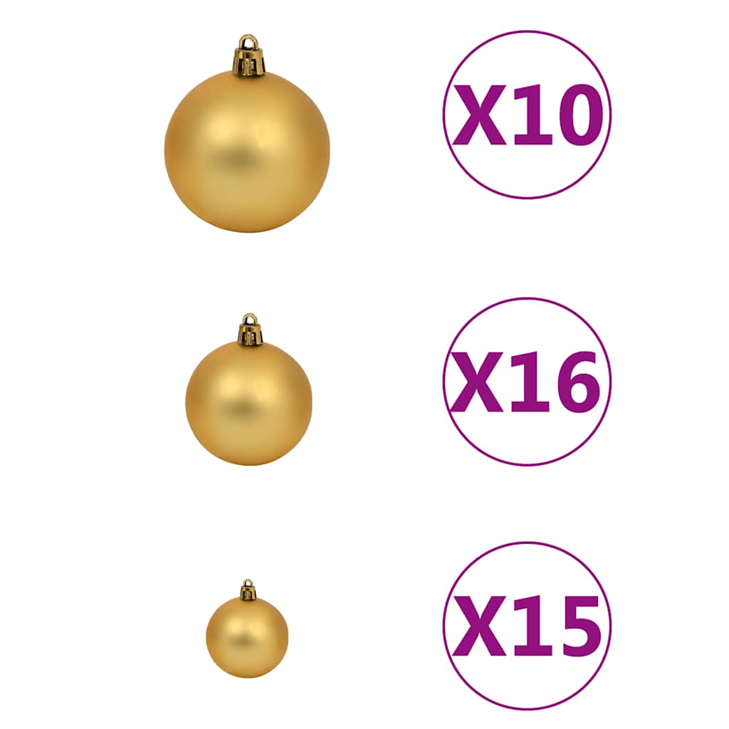 Arbre de Noël artificiel pré-éclairé et boules noir 210 cm PVC