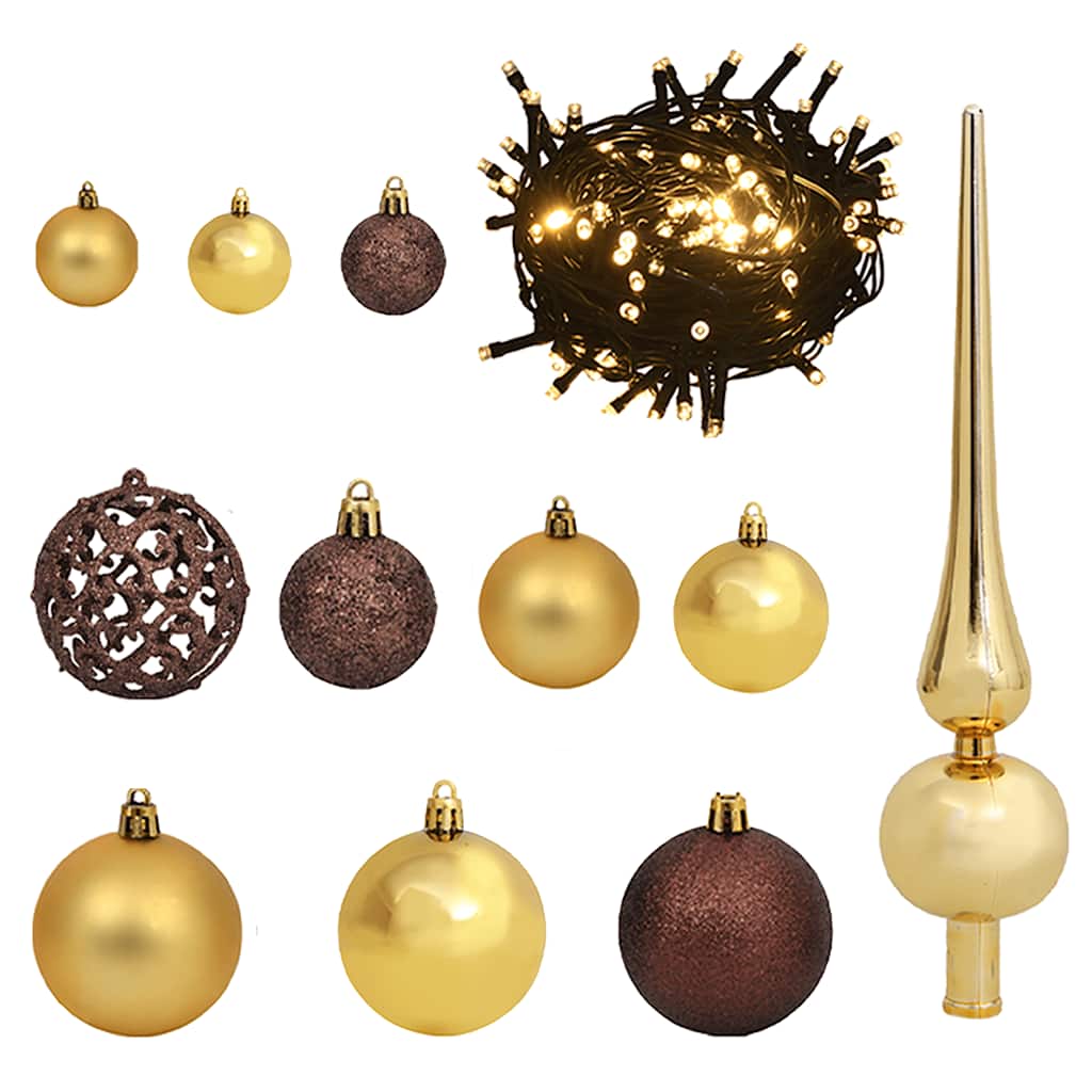 Arbre de Noël artificiel pré-éclairé et boules blanc 180 cm PVC - XIOS