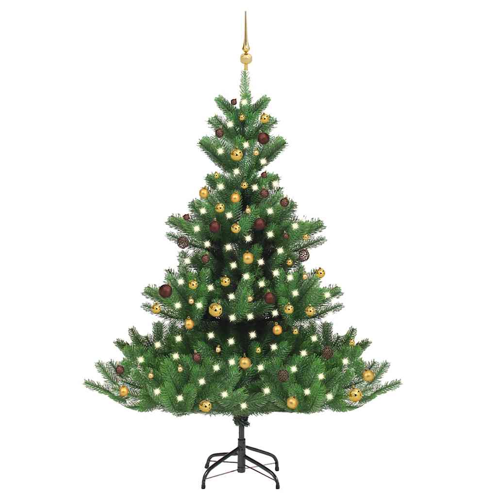 Sapin de Noël artificiel Nordmann avec LED et boules Vert 210cm - XIOS