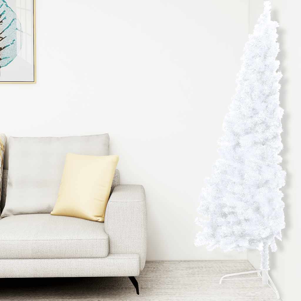 Demi-arbre de Noël artificiel pré-éclairé et boules blanc 240cm - XIOS