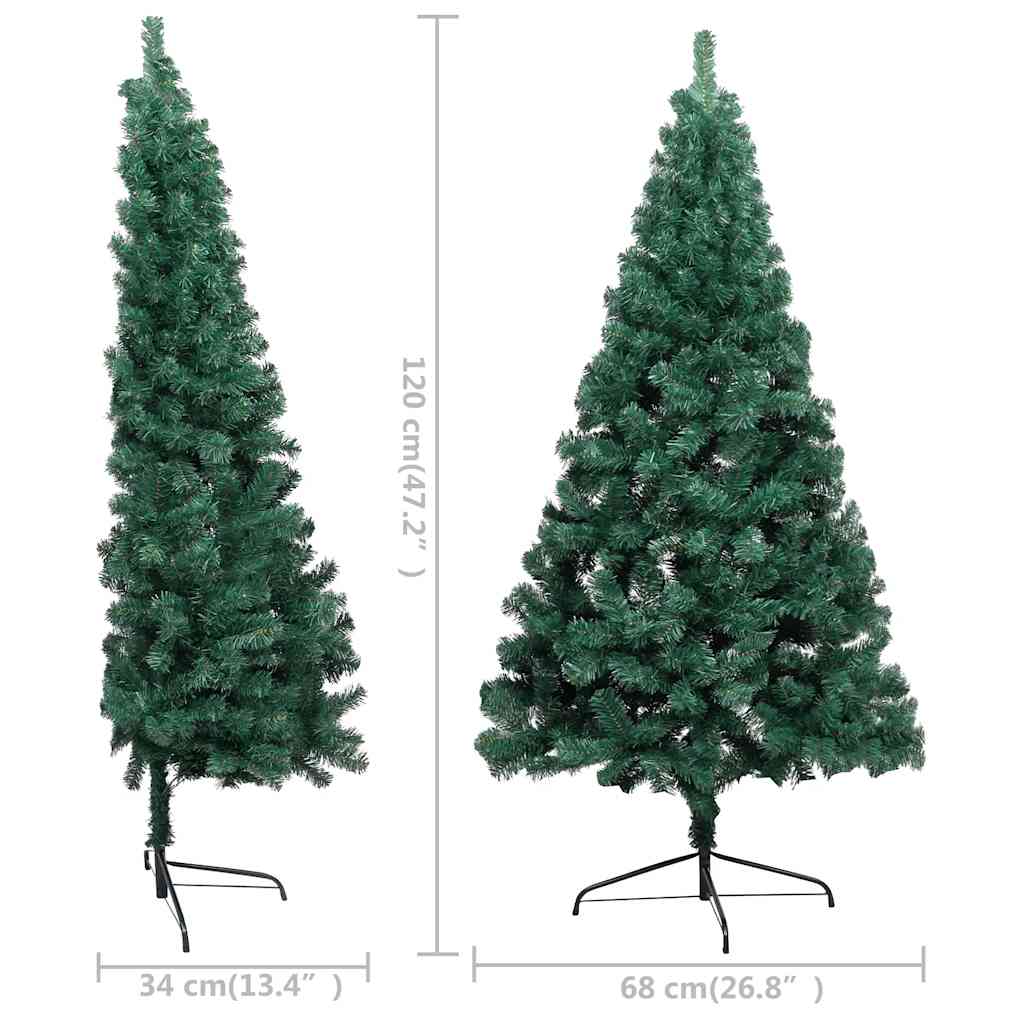 Demi-arbre de Noël artificiel pré-éclairé et boules vert 120 cm - XIOS