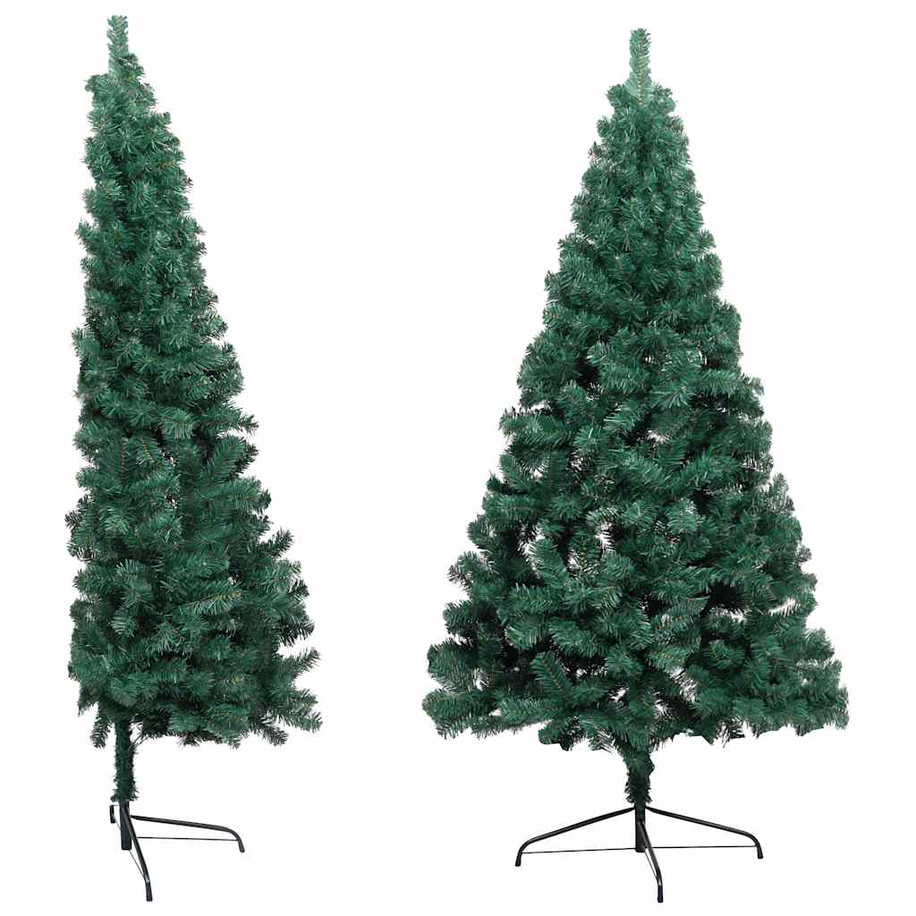 Demi-arbre de Noël artificiel pré-éclairé et boules vert 210 cm - XIOS