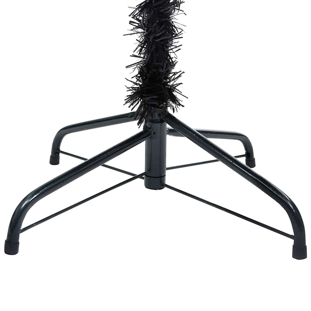 Arbre de Noël artificiel pré-éclairé et boules noir 240 cm PVC