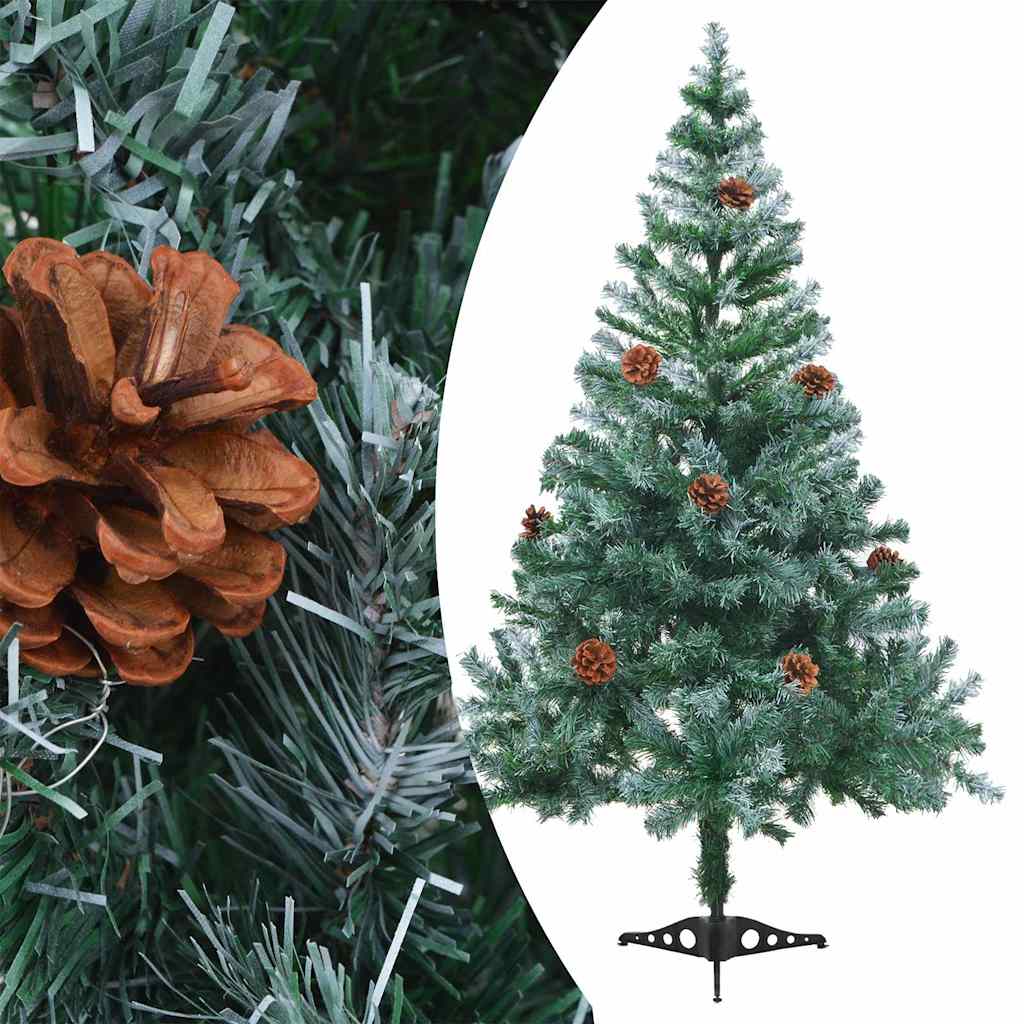 Arbre de Noël givré pré-éclairé et boules pommes de pin 150 cm - XIOS