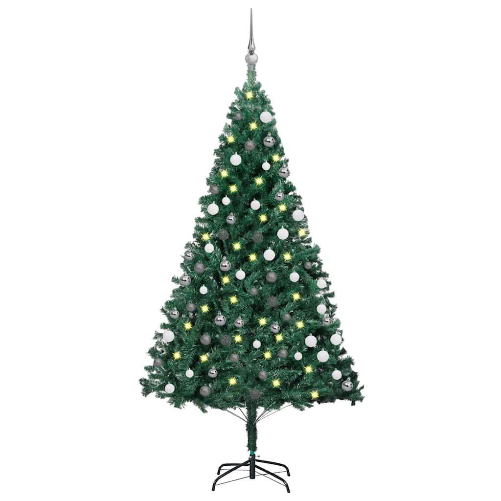 Arbre de Noël artificiel pré-éclairé et boules vert 150 cm PVC - XIOS