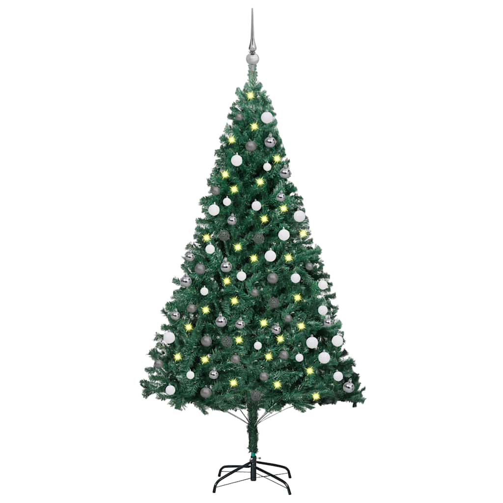 Arbre de Noël artificiel pré-éclairé et boules vert 180 cm PVC - XIOS
